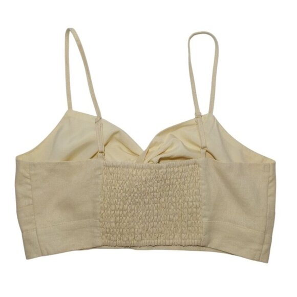 House Of Harlow Womens Beige Twist Front Linen Blend Crop Top, Size S. - Picture 2 of 7